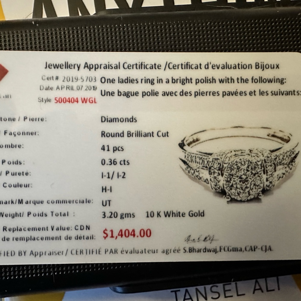 Ladies Diamond Ring 10k white gold